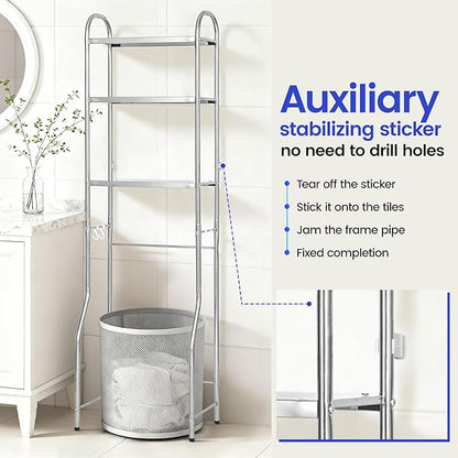 NEMOSUPERY Over The Toilet Storage Cabinet,Stainless Steel Bathroom Shelf,Over Toilet Bathroom Organizer,3-Tier Metal Bathroom Shelves