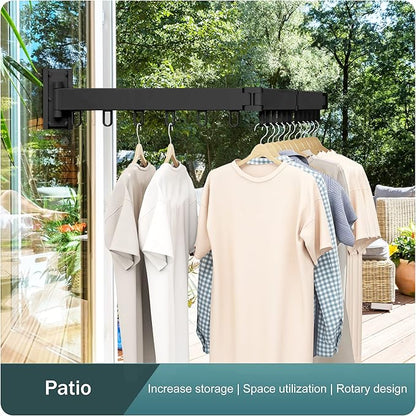 Clothes Drying Rack,Laundry Drying Rack,Clothes Rack Wall Mount,Wall Mounted Clothes Hanger Rack,Laundry Rack Folding,Retractable Clothing Rack,Collapsible Clothes Hanging Rack(Loop,Black)