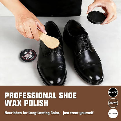 Shoe Shine Kit for Men & Women, 16Pcs Black Shoe Polish Kit for Leather Boots Care, Mens Gifts Ideas