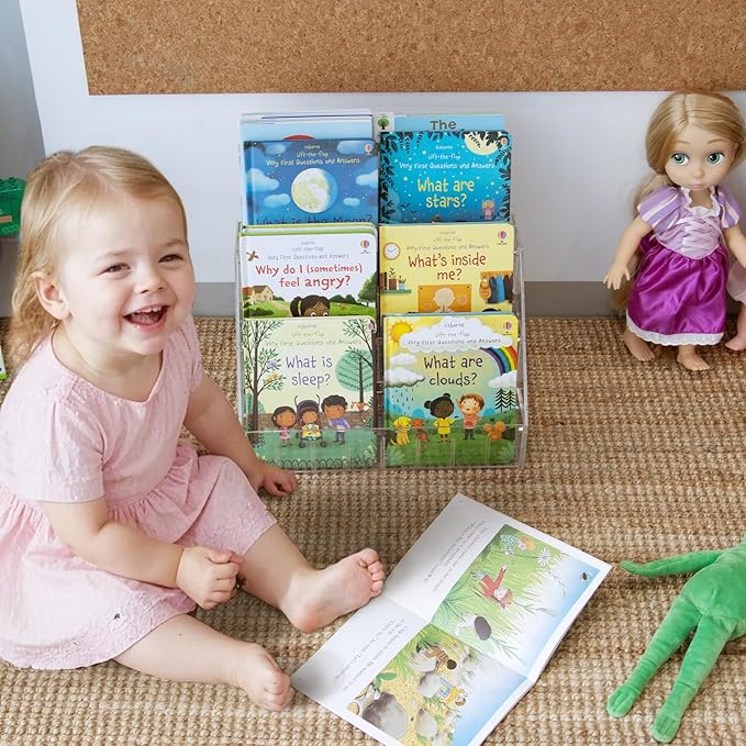 Small Kids Bookshelf, Portable Clear Book Shelf, Desktop Book Display, Tabletop Book Organizer for Kids and Toddler in Nursery, Baby Room, Playroom