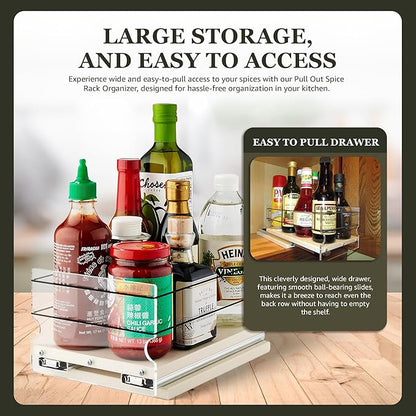Vertical Spice - Pull Out Cabinet & Pantry Organizer Drawer - Made in USA - Sliding Drawers for Inside Cabinets - Cabinet Pull Out Shelves - 1 Tier - 6.9" x 5.0" x 10.6"(Cream, Partially Assembled)