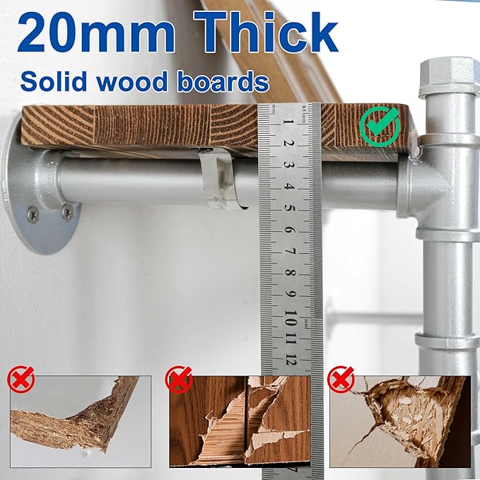 WEBI Wall Mounted Clothes Rack with Shelf,30" Industrial Pipe Clothing Rack with Shelf with Hanging Rod,Heavy Duty Iron Garment Rack Bar,Retail Display Clothes Rod for Laundry Room,Closet,Silver