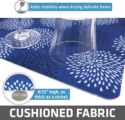 Drymate Premium Luxury Shelf & Drawer Liner, Thick Cushioned Fabric, Non-Adhesive, Absorbent, Waterproof, Slip-Resistant, Liners for Kitchen Cabinets, Cupboards (USA Made)(12”x59”)(2-Pack)(GoodBlue)