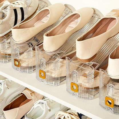 12 Pack Shoe Slots Organizer for Closet, Adjustable Shoe Stackers for a Pair of Shoes Shoe Rack Storage Shoe Space Saver 50% Shoe Shelf Display Holder for Closet