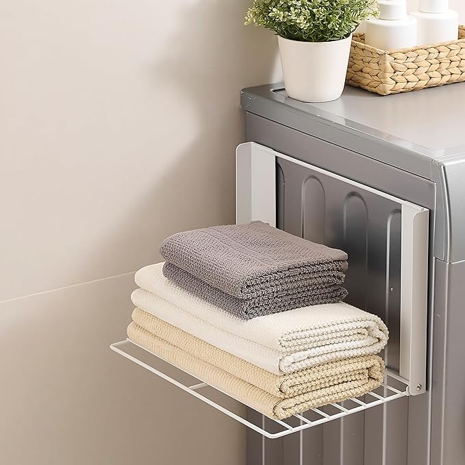 Magnetic Shelf for Washing Machine Magnetic Organizer Shelf for Laundry Hanger Organizer Washing Machine Shelves Magnetic Fridge Shelves for Laundry Bathroom Kitchen RV White