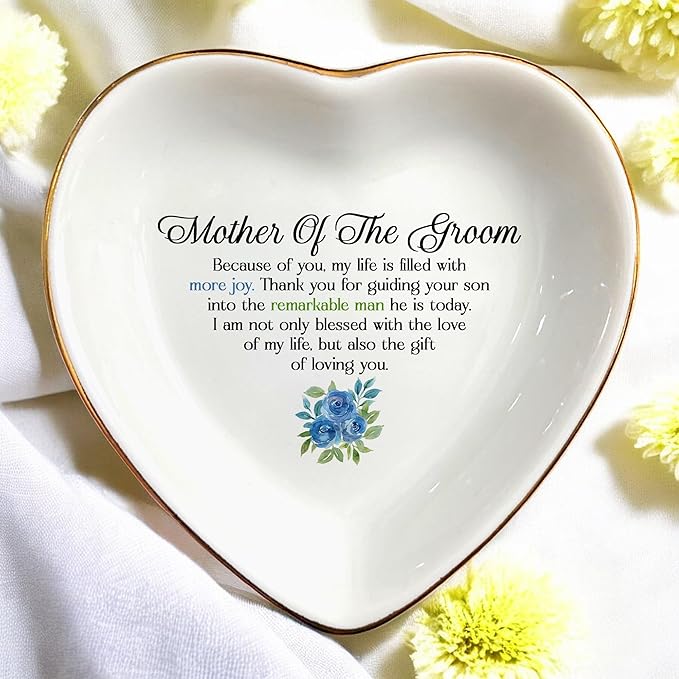 Wedding Ring Dish Jewelry Trinket Tray for Mother-in-law,Bridesmaid,Mother of the Bride/Groom-Engagement,Bridal Shower,Bachelorette Gifts for Couples,Mr. Mrs. (Mother of the Groom 1)