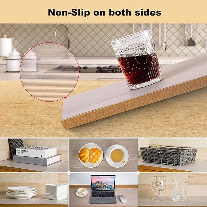 Shelf Liner, 14 Inches x 20 FEET Non-Slip Kitchen Cabinet Liner, Washable Oil-Proof Non-Adhesive Contact Paper for Kitchen Drawer, Cabinet, Shelves, Refrigerator, Storage, Desks, coutertops