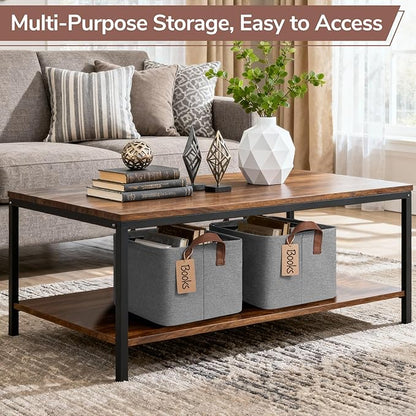 CHICVITA 4 Pack Storage Baskets for Shelves, Foldable Fabric Storage Bins with Metal Frame Handles, Closet Organizer Bins for Toys Blankets, 14.8" x 10.3" x 8.3", Gray