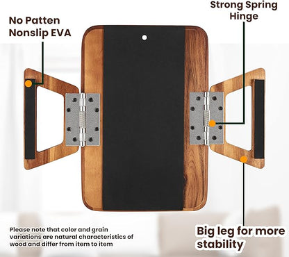 Tinamo Acacia Wood Sofa Armrest Tray with Phone Holder - Large Sofa Arm Tray Table Clip - Couch Arm Table for Wide Couches - Wooden Side Tables for Small Spaces for Eating and Drink(13.8" x 9.5" x 1")