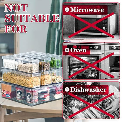 Pomeat 10 Pack Fridge Organizer, Stackable Refrigerator Bins with Lids, BPA-Free Produce Fruit Storage Containers for Fridge, Clear for Food, Drinks, Vegetable