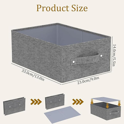 Collapsible Storage Boxes, Fabric Organizer Baskets, Cube Bins for Organizing Home, Office and Closet, Grey, 2 Pack, 13.0x9.0 x5.5in