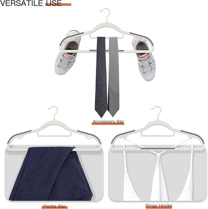 MLKJHHI 60 Pack Heavy Duty Plastic Hangers, Non Slip Clothes Hangers with Rubber Pads and 360° Hook - Thin Space Saving Hanger, Closet Organizer for Shirt, Pants, Suit, Skirt,Coat - Gray