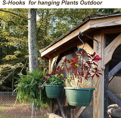 DaylyFav 8 Pack Black S Hooks, 5.5" Vinyl Coated Non-Slip Heavy Duty Steel Metal Utility Hooks Large S-Hook for Hanging Plants Flower Baskets Bird Feeders Coats Hats Bags Purses Towels, Holds 65 Lbs