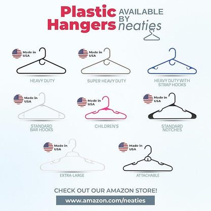 Neaties Super Heavy Duty Clothes Hangers 6 Pack – Made in The USA - 10lb Capacity, Thick Plastic Hangers for Pants, Coats, Jackets, Jeans and Adult Clothing – White