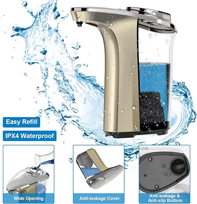 PZOTRUF Automatic Soap Dispenser, Touchless Dish soap Dispenser 17oz/500ml with Upgraded Infrared Sensor, 5 Adjustable Soap Dispensing Levels, Liquid Hand soap Dispenser for Bathroom & Kitchen