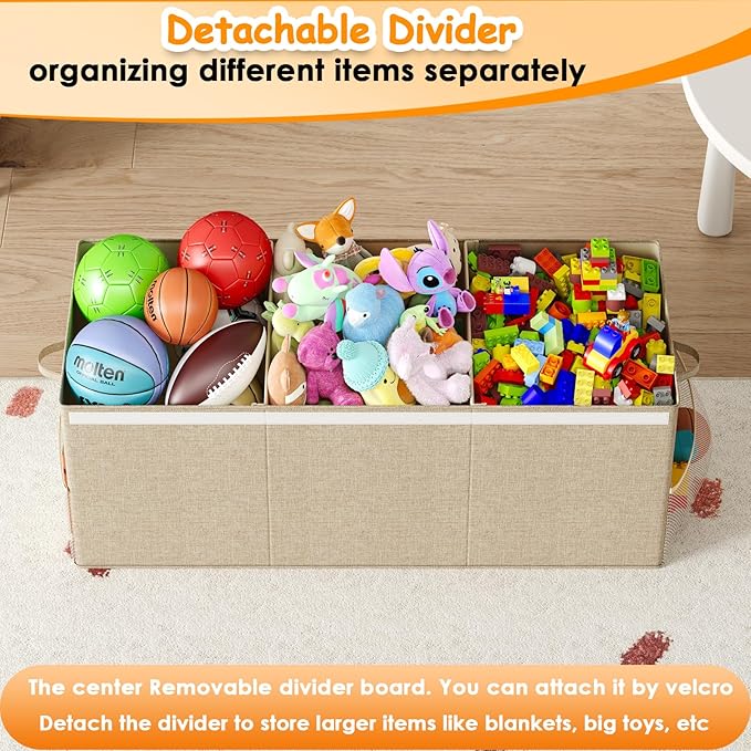 Extra Large Toy Box Chest with Lid, Kids Toy Storage Organizer for Boys Girls, Big Toy Bin Basket Extra Large Toy Storage Box for Living Room Playroom Nursery (40" x14" x16")