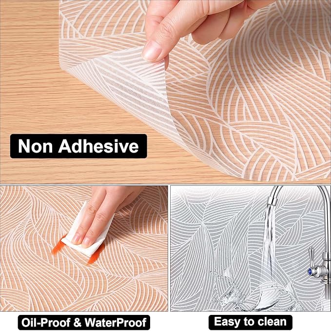Cooyes Shelf Liners for Kitchen Cabinets, Refrigerator Liners Waterproof & Oil-Proof Kitchen Cupboard Liner Drawer Mats EVA Material Non Adhesive Fridge Liner for Shelves（11.8" W x 360" L）
