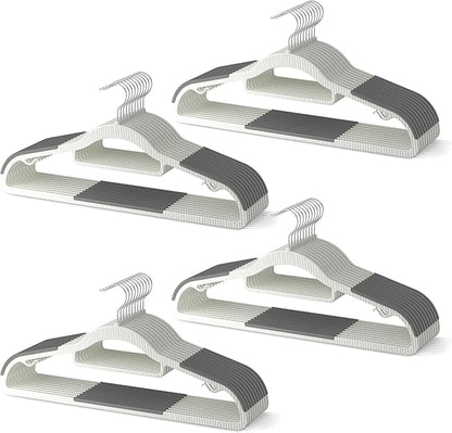 MLKJHHI 40 Pack Heavy Duty Plastic Hangers, Non Slip Clothes Hangers with Rubber Pads and 360° Hook - Thin Space Saving Hanger, Closet Organizer for Shirt, Pants, Suit, Skirt,Coat - Gray