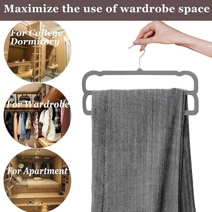 Velvet Pants Hangers 10 Pack,2 Tier Jeans Hanger,Premium Non Slip,Thin Space Saving Slim Trousers Hanger,13.77inch