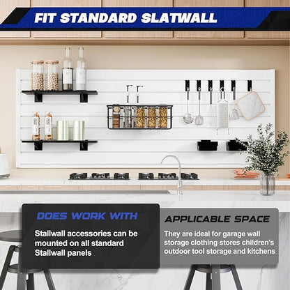 35-Piece Metal Slatwall Accessories Set for Garage Storage, Includes Wire Baskets, Heavy-Duty Hooks, Shelves & Bins, Fits Standard Slatwall Panels