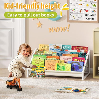 Toddler Bookshelf,Montessori Bookshelf,Bookshelves for Toddlers and Nursery,4 Tier Baby Bookshelves for Kids Rooms,Nursery,Playroom,Baby Room, Small Children Classroom