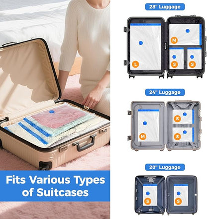 Eunhdet 15 Pack Travel Vacuum Storage Bags with USB Electric Pump, Combo Space Saver Vacuum Seal Bags for Clothing Travel Vaccine Sealed Storage Bag for Comforters Blankets Clothes Suitcase, Clear
