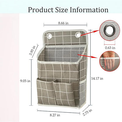 Hanging Basket for Organizing, Wall Organizer with Pockets and Over The Door Organizer，Can for Home, Closet, Office and Camper (Grey Grid2)