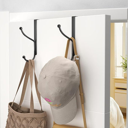 niffgaff Over Door Hook 4-Pack, Heavy Duty Door Hanger, Fits Interior Doors 1.4 Inches Thick, Organize Coats, Hats, Towels, and Bags for Entryways, Bathrooms, Bedrooms, and Kitchens, Black