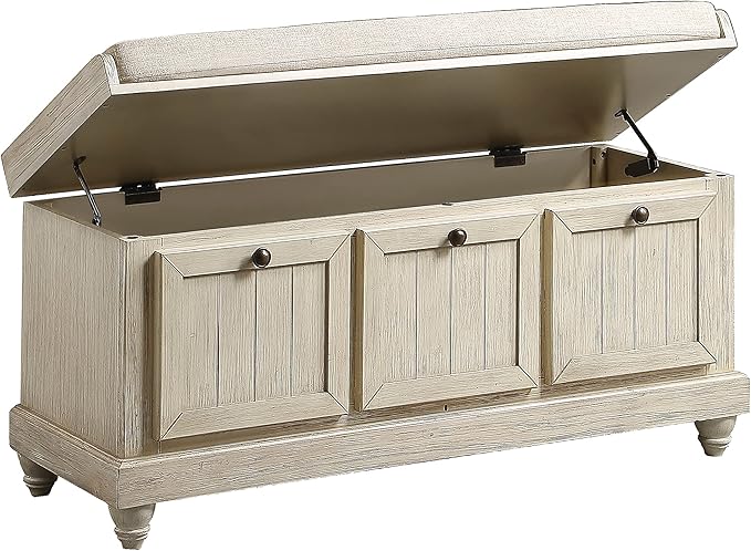 Lexicon Berryessa Lift-Top Storage Bench, Distressed White