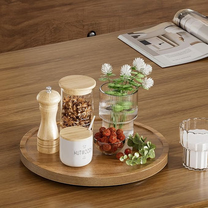 LAMU 10'' Acacia Wood Lazy Susan Organizer for Table Top, Lazy Susan Turntable for Cabinet, Kitchen, Countertop, Pantry Organization
