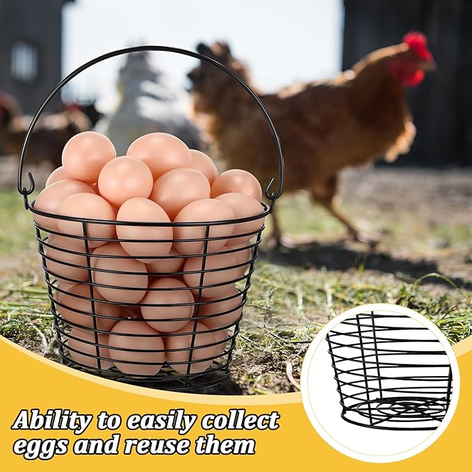 Tandefio 8 Pcs 8" Egg Basket for Storage Collecting Carrying and Transporting Chicken and Duck Eggs, Farm Grade Wire Storage Basket