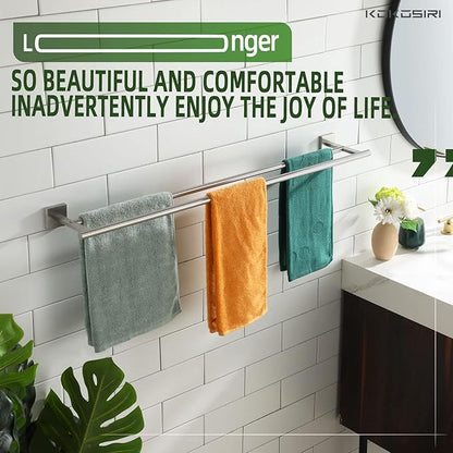 KOKOSIRI Towel Holder Bath Towel Bar with Two Rails for Bathroom Kitchen Towel Racks 36 Inch Brushed Nickel Stainless Steel B5005BR-L36