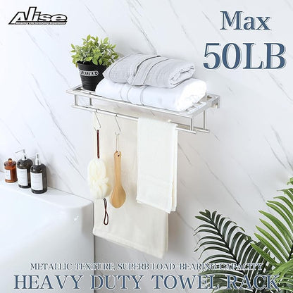 Alise Towel Rack,Towel Holder Towel Shelf with Double Towel Bars for Bathroom Lavatory,24 Inch SUS 304 Stainless Steel Wall Mount Towel Hanger,Polished Chrome