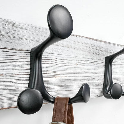 SKOLOO 36-Inch Wood Coat Rack Wall Mount with 6 Triple Hooks - Ideal for Family Entrances, Classrooms, and Pet Supplies Storage - Perfect Coat Hooks for Wall,Distressed White Wash, Pack of 2