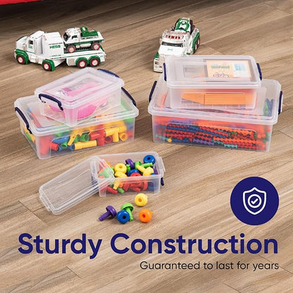 Superio Storage Bins with Lids- Clear Boxes for Organizing, Stackable Plastic Containers- BPA Free, Non-Toxic, Odor Free, Organizer for Home, Office, Dorm (6 Pack, 22.7 Qt)