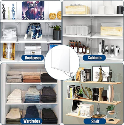 2 Pack Clear Acrylic Shelf Dividers for Closet Shelf Organizer of Bedroom Kitchen Office Bathroom Organizer for Clothes Books and Handbags