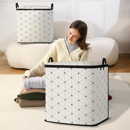 Dawuyu king comforter storage bag,clothes blanket bedding pillow quilt organizer for closet,fabric moving bags with portable handles and zipper 95L(2pack)