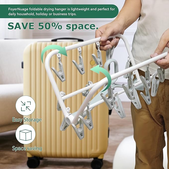 Plastic PP Drying Hanger, Anti-Rusty Drying Rack for Clothes, Socks, Lingeries, Delicates, Drying Hanger with 20 Clips for Baby Clothes, Towels