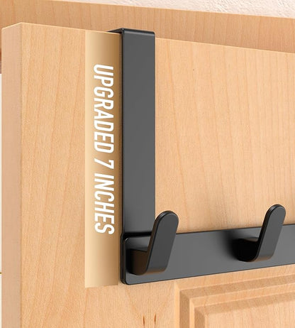CHAUNCEY HOME Over The Door Hooks Hanger, Heavy Duty Rack for Winter Coat, Fits 1 3/8" Doors, L7U - Bathroom Accessories and Towel Organizer Holder, Matte Black