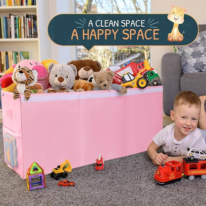 Extra Large Toy Storage Organizer with Lid - Sturdy, Collapsible Toy Chest Storage Box Design - Toys Bin with Dividers for Kids, Nursery, Bedroom, Playroom 37"x16"x14"
