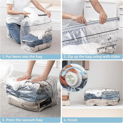 TAILINK Cube Vacuum Storage Bags, 6 Pack Medium Size (25x19x11 inch), Vacuum Seal Bags for Clothing, Compression Packing for Clothes, Blankets, Baby Clothes, No Pump Needed