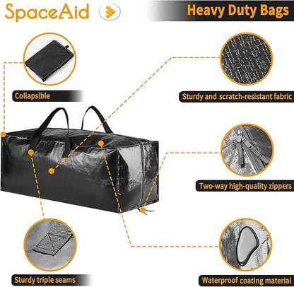 SpaceAid Heavy Duty Moving Bags, Extra Large Storage Totes W/Backpack Straps Strong Handles & Zippers, Alternative to Moving Boxes, Packing & Moving Supplies, Black (6 Pack)