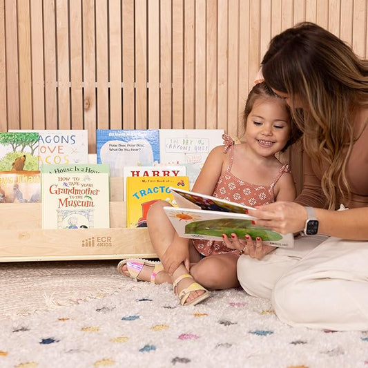 ECR4Kids 3-Shelf Floor Book Display with Handles, 36in, Childrens Furniture, Natural