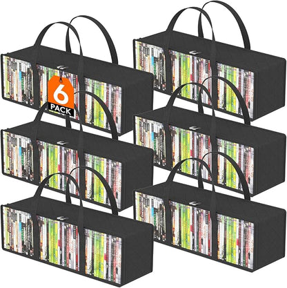 Lifewit CD Storage Bags 6 Pack, Clear PVC Plastic CD Organizer with Handles and Zipper, Media Holder for Blu Ray Disc, Movie Cases, VHS Box, Video Game Disks, Albums, Holds 300 Pcs CDs (50 Each)