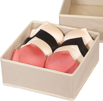 DIOMMELL 9 Pack Foldable Cloth Storage Box Closet Dresser Drawer Organizer Fabric Baskets Bins Containers Divider for Clothes Underwear Bras Socks Clothing, Beige 900