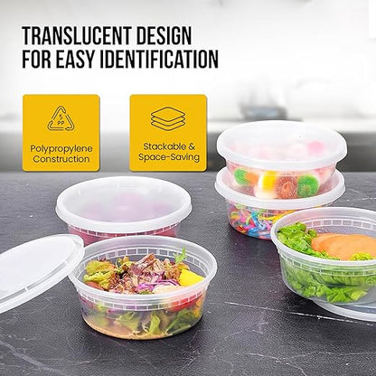 OCS Parts Round Plastic Deli Containers with Lids | Stackable, Microwavable, Freezer and Dishwasher Safe BPA Free Food Prep and Storage Containers