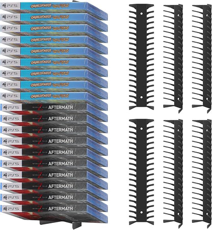 Video Game Storage Wall Mount - 6PCS Heavy-Duty Metal Game Case Holder Media Storage Shelves for PS, Xbox, DVD, Switch Game Organizer Display Stand, Holds up to 114