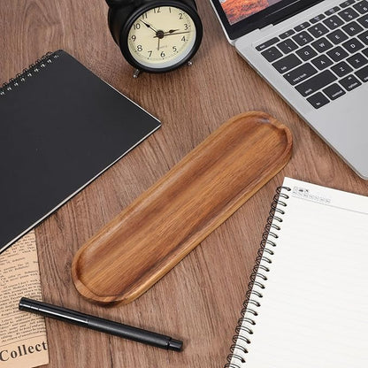 Wooden Pen Tray Wood Brown Tray Pen Holder Wooden Desk Trays Desk Accessories, Minimalist Pencil Rest Suitable for Home, Office Art Accessories