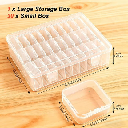 Bead Organizer Box，31Pcs Clear Bead Organizers and Storage Mini Rectangle Plastic Containers, Ideal for DIY Jewelry, Bracelet Making, Nail Art & Small Craft Parts