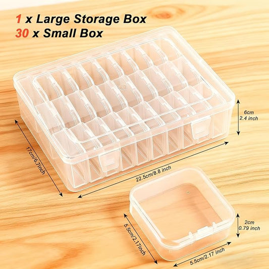 Bead Organizer Box，31Pcs Clear Bead Organizers and Storage Mini Rectangle Plastic Containers, Ideal for DIY Jewelry, Bracelet Making, Nail Art & Small Craft Parts